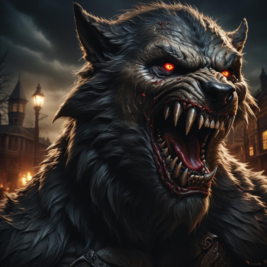 Hyperrealistic Werewolf with Piercing Eyes in HDR
