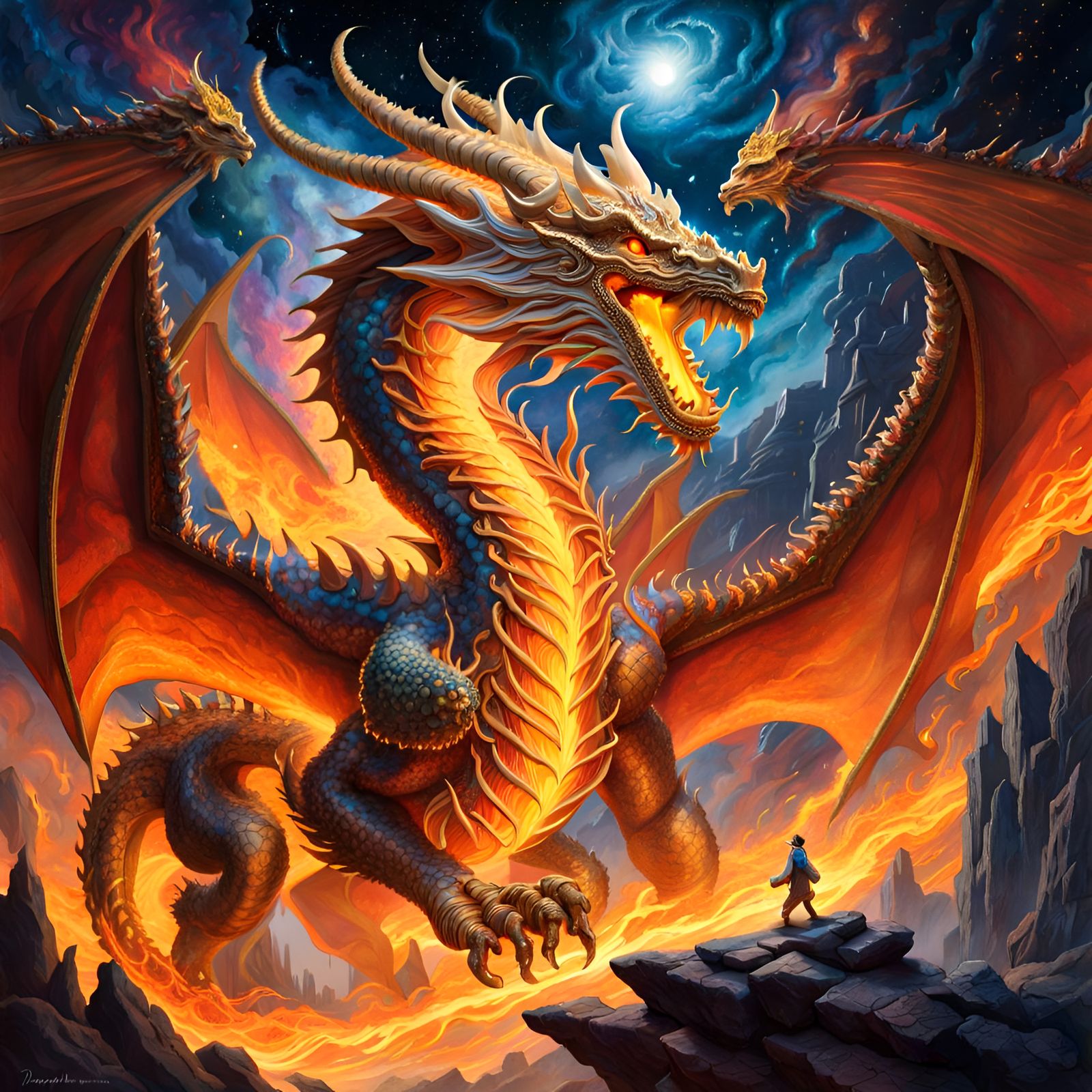 Epic Space Dragon God of Flame and Shadow