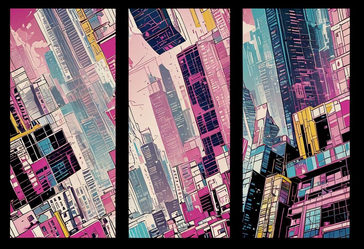 Geometric Bauhaus Megacity in Pop Art Style