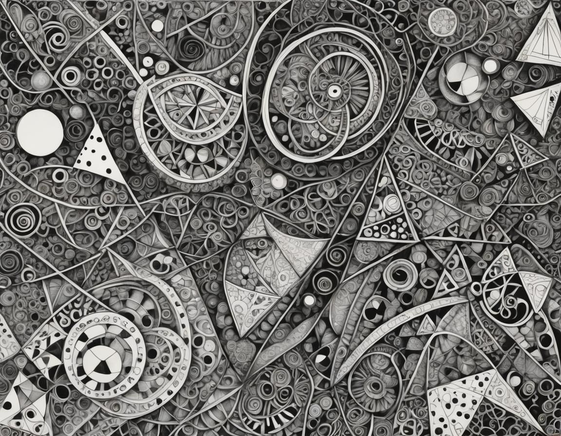 Detailed Zentangle Sketch in Black and White