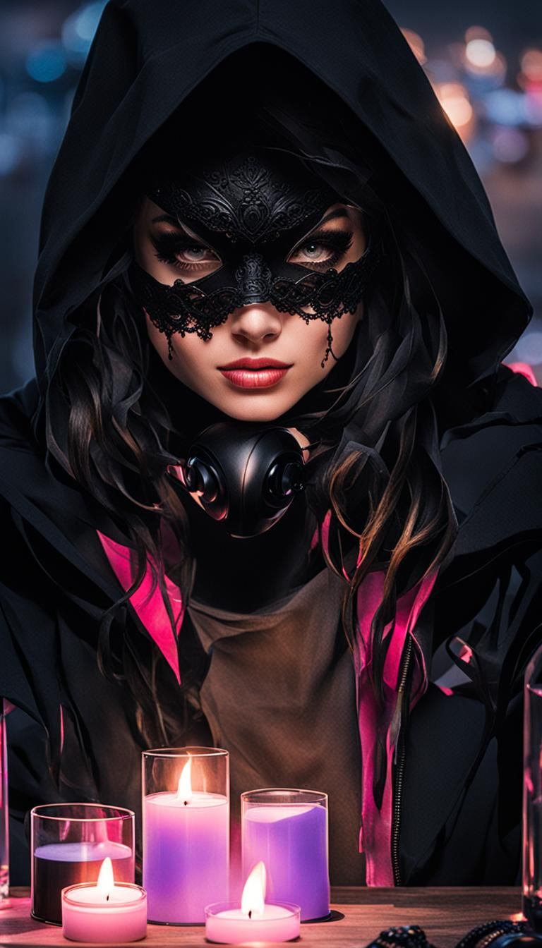 Person Wearing a Black Mask