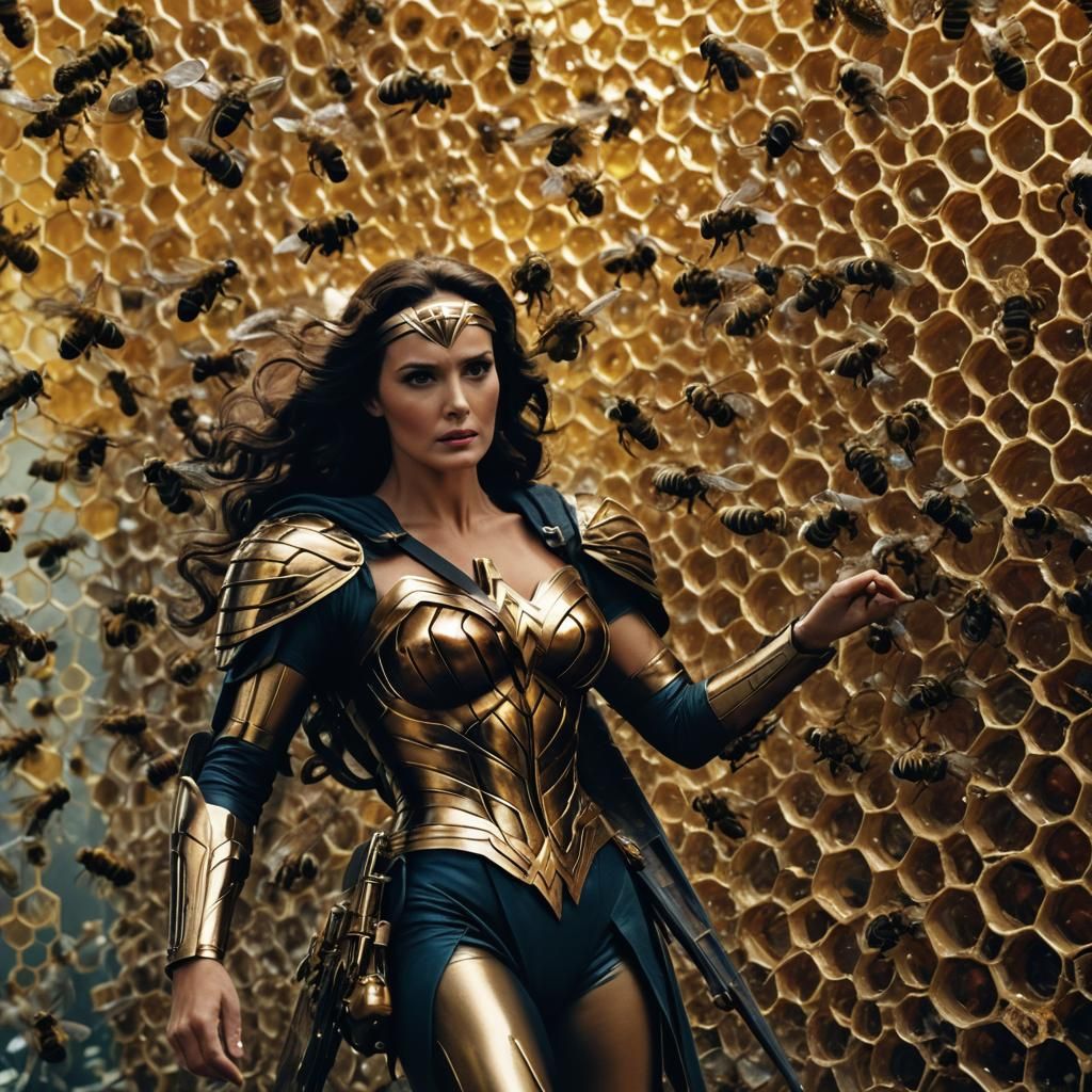 Wonder Woman Captured by Queen Bee: Cinematic Film Still