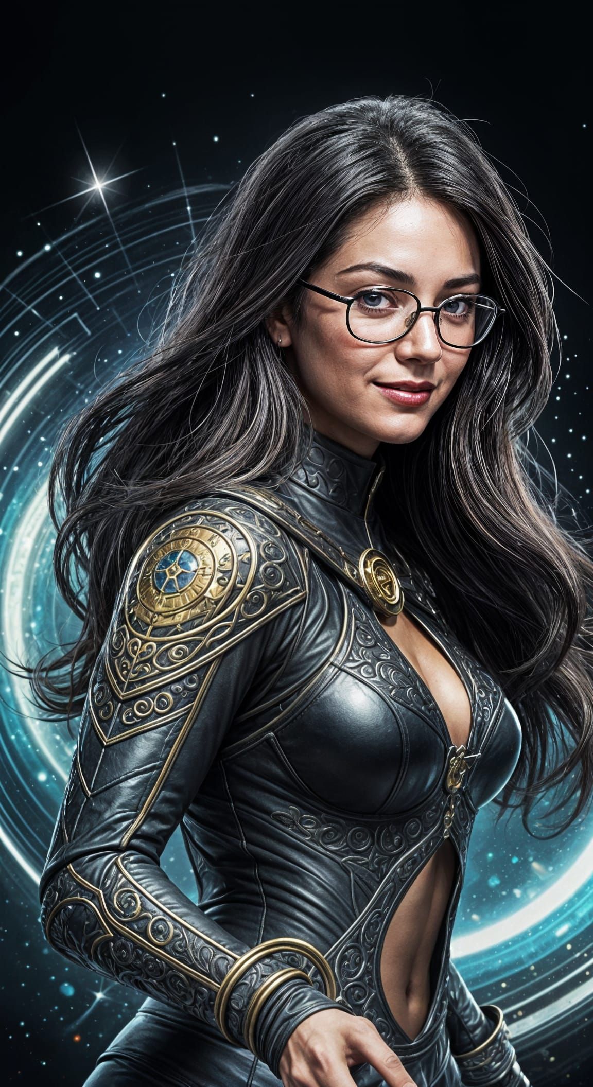 Glamorous Space Explorer Radiates Positivity in a Vibrant 19...