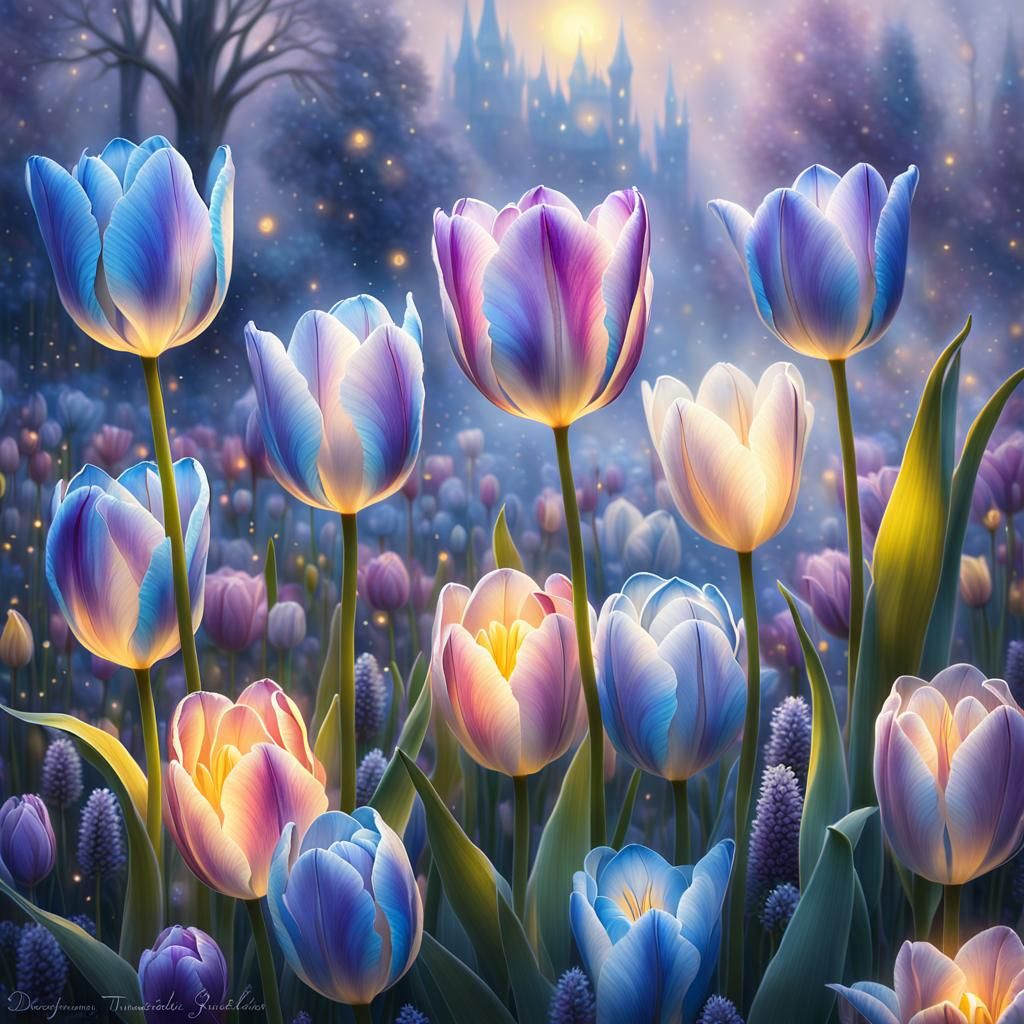 Glowing Tulip in Ethereal Fantasy Art Style