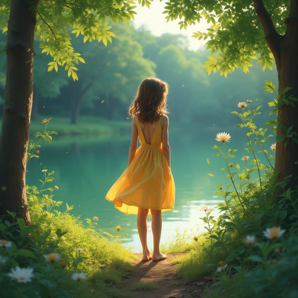 Girl Embracing Nature in Ethereal Light