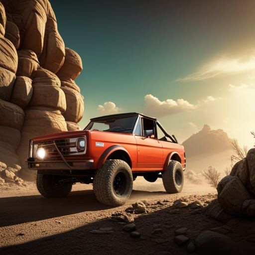 Dogs in a Bronco: Detailed Matte Painting