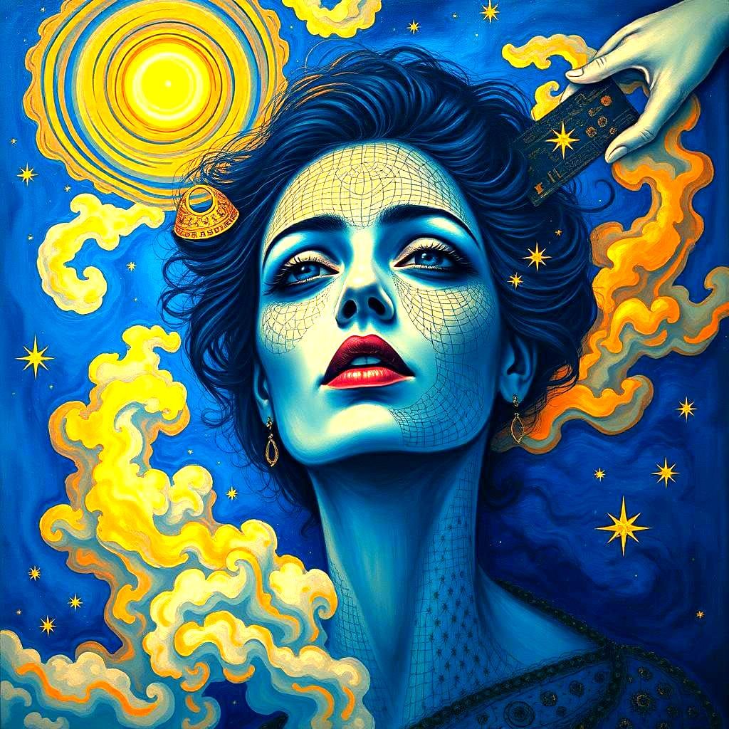 Surreal Cosmic Portrait in Dada Collage Style