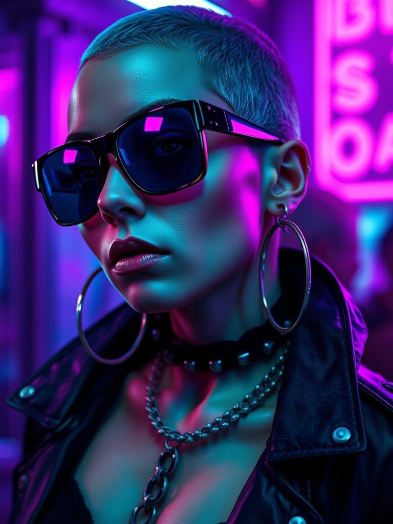 Cyberpunk Character Portrait with Neon Lighting