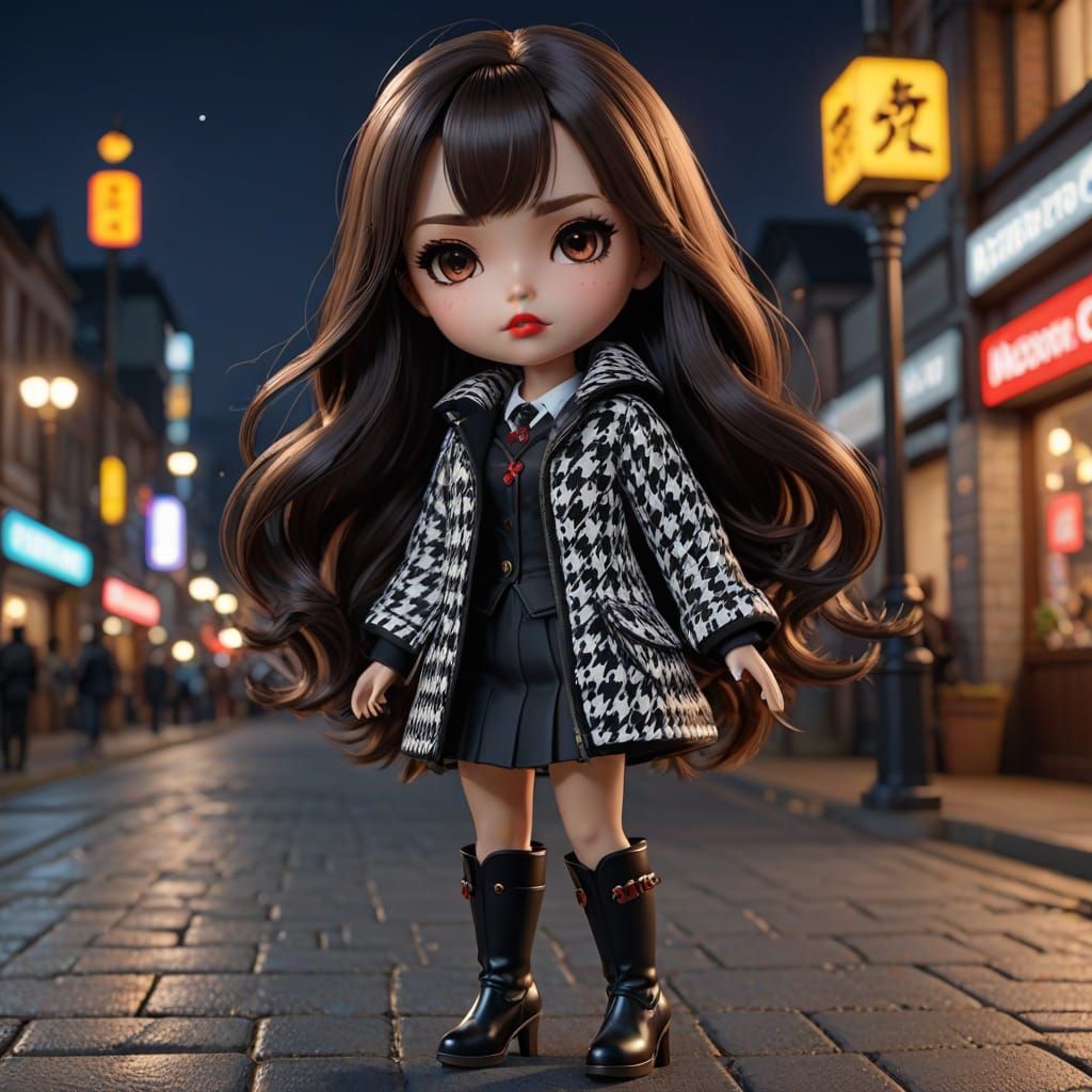 Mini Blythe Doll in Anime-Inspired 3D Art