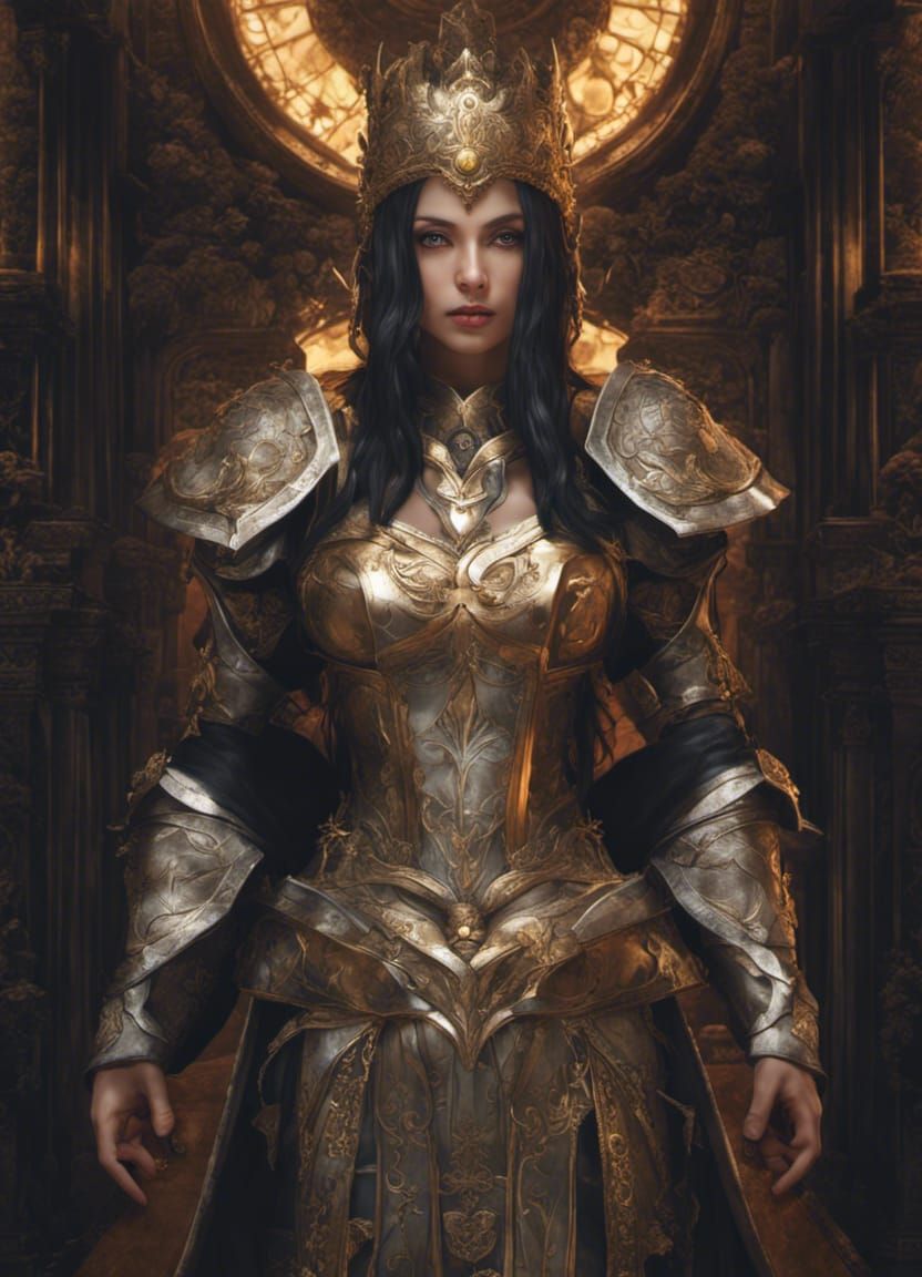 Fantasy Cleric Portrait in Ornate Temple