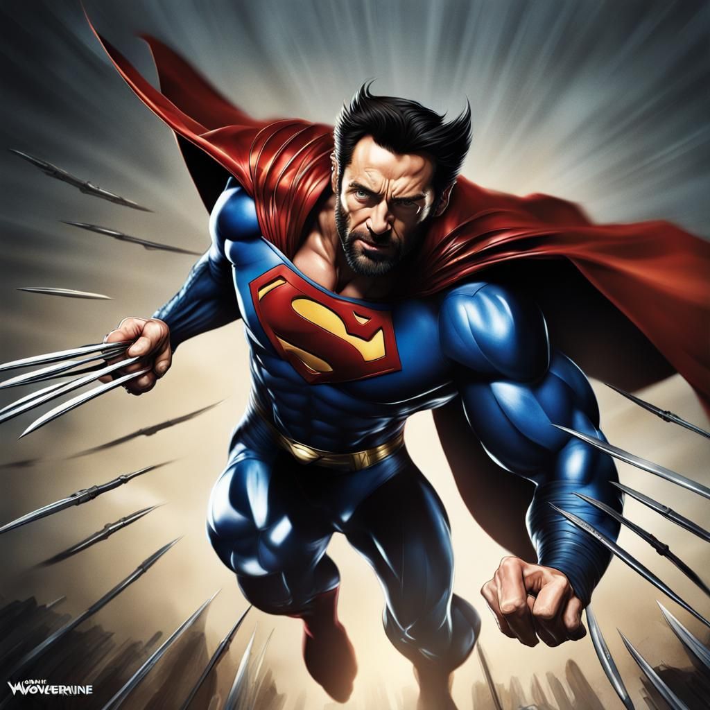 Hugh Jackman as a Fused Superman-Wolverine Hero