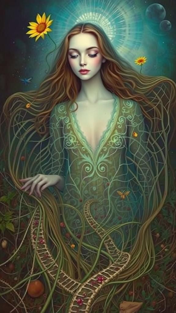 Mycelium Network in Blue: A Surreal Forest