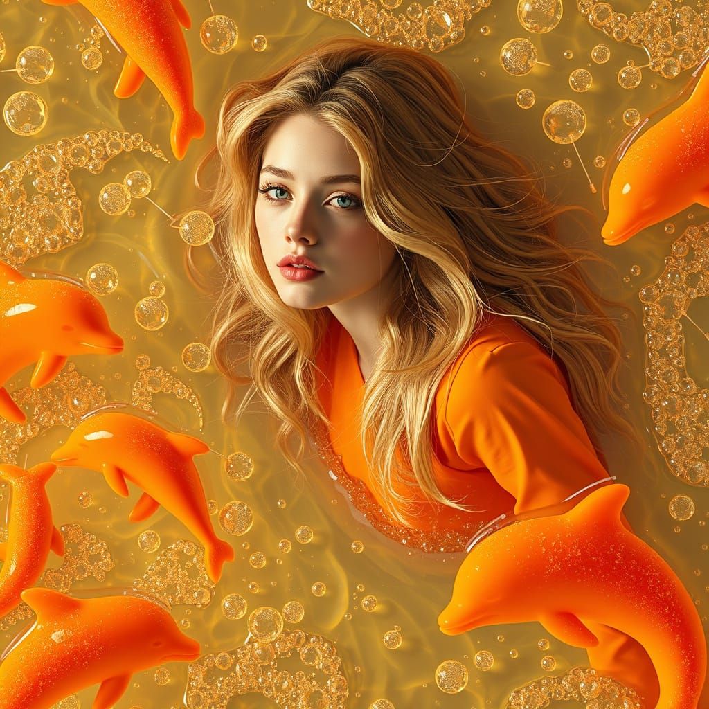 Dreamlike Soda Ocean with Candy Dolphins