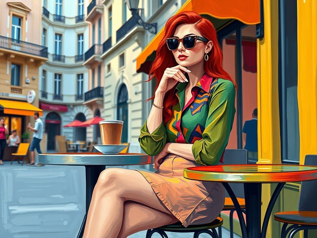 Mysterious Café Beauty in Vibrant Colors
