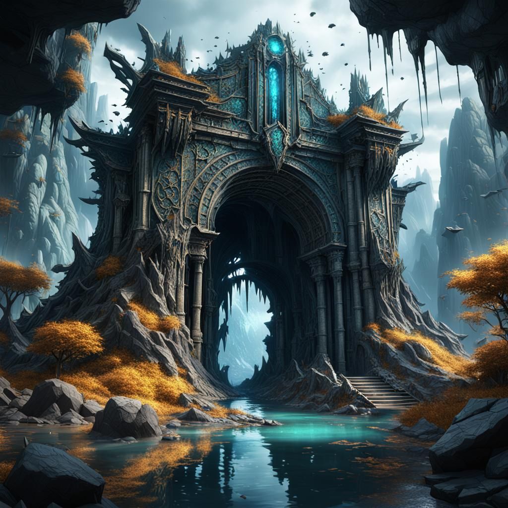 Fantastical Shattered Object in Detailed Matte Painting