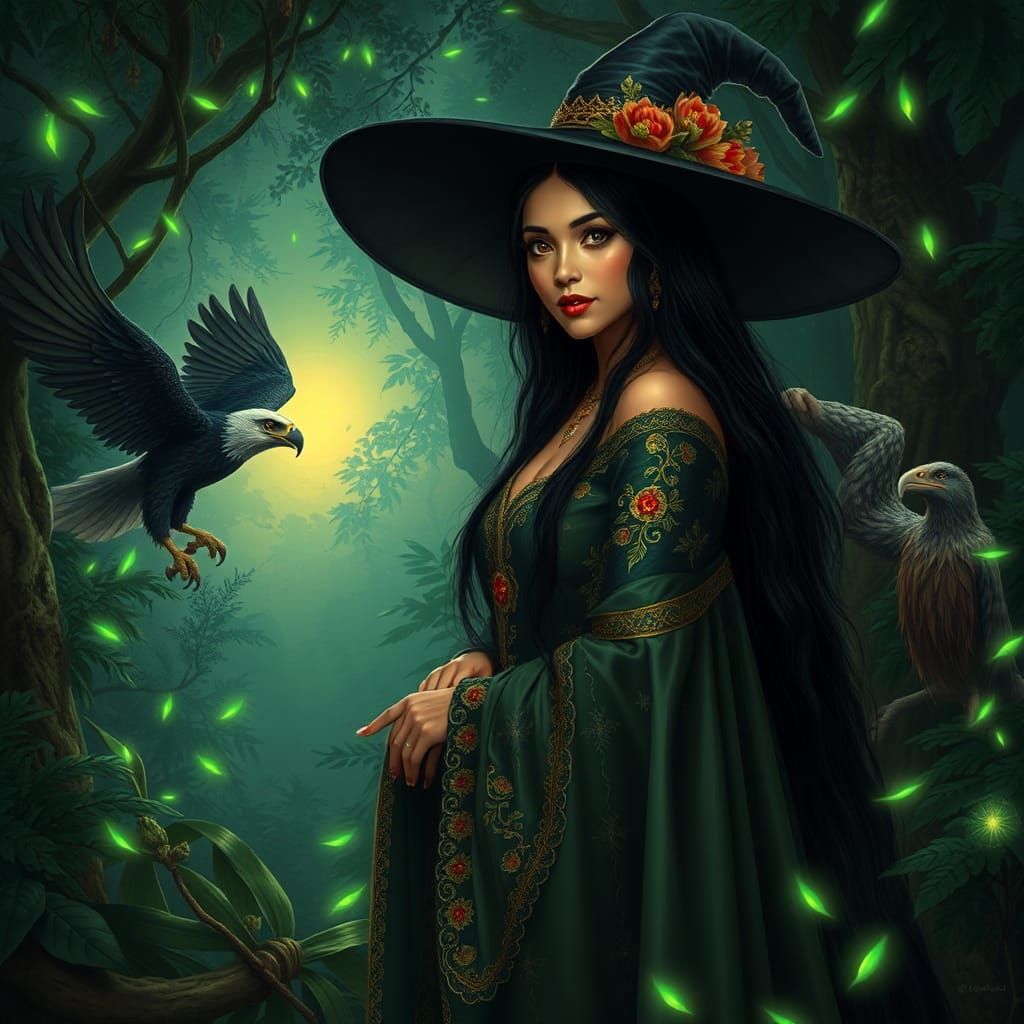 Enchanting Filipina Witch in Mystical Forest
