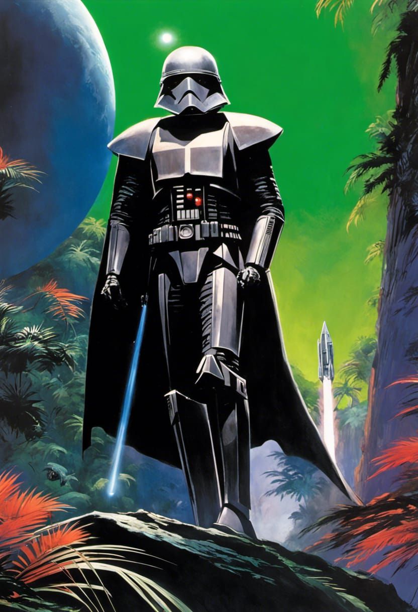 Imperial Star Destroyer Over Jungle Planet: Sci-Fi Art