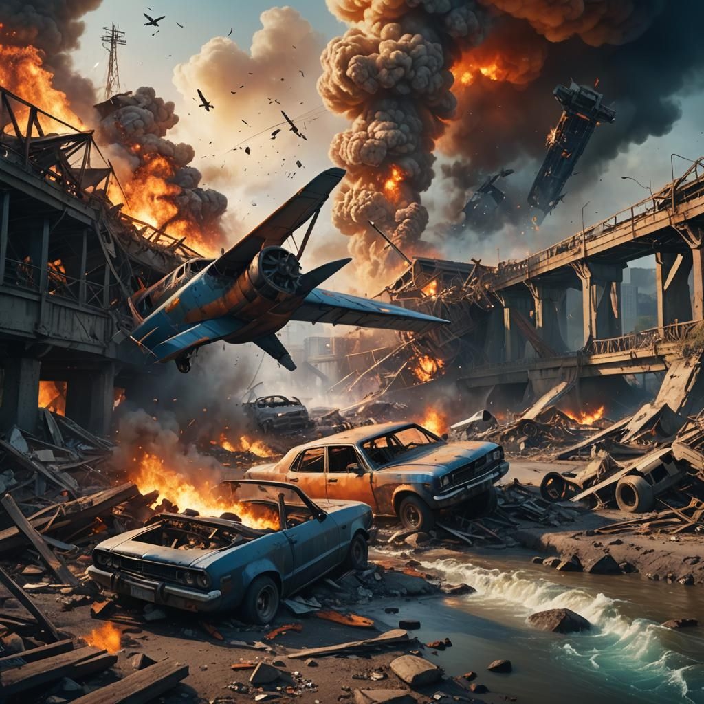 Plane Crash Survivors Flee Amidst River Wreckage