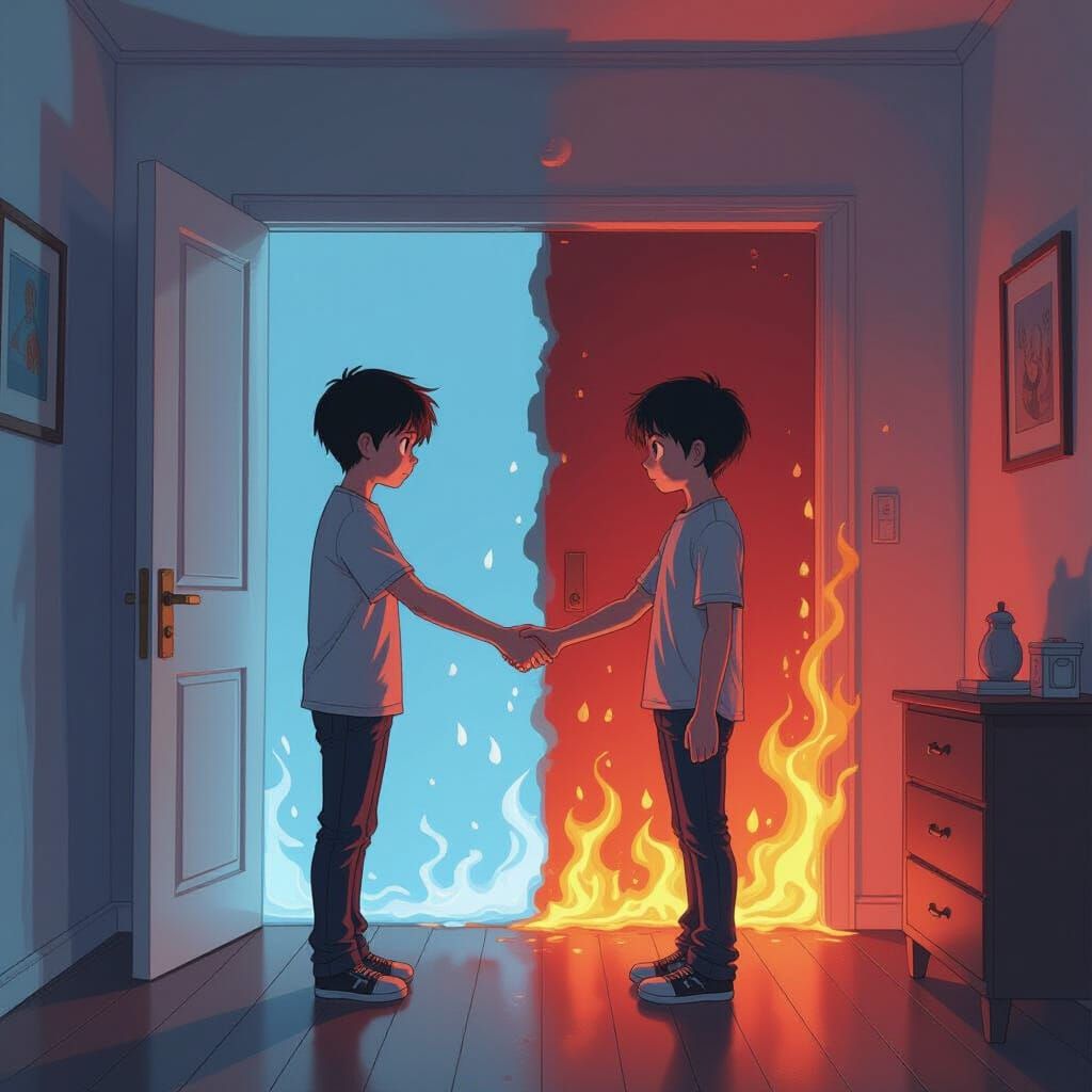 Childhood Room of Contrasts: Cold Meets Fire