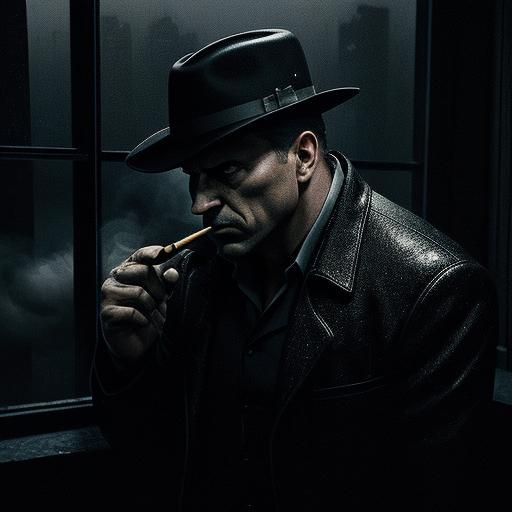 Film Noir Detective in Moody Lighting