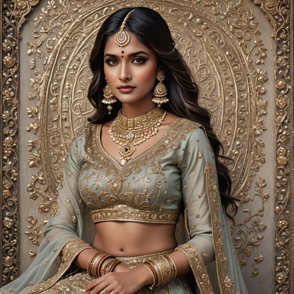 Stunning Indian Woman in Traditional Dress: Hyperrealistic P...