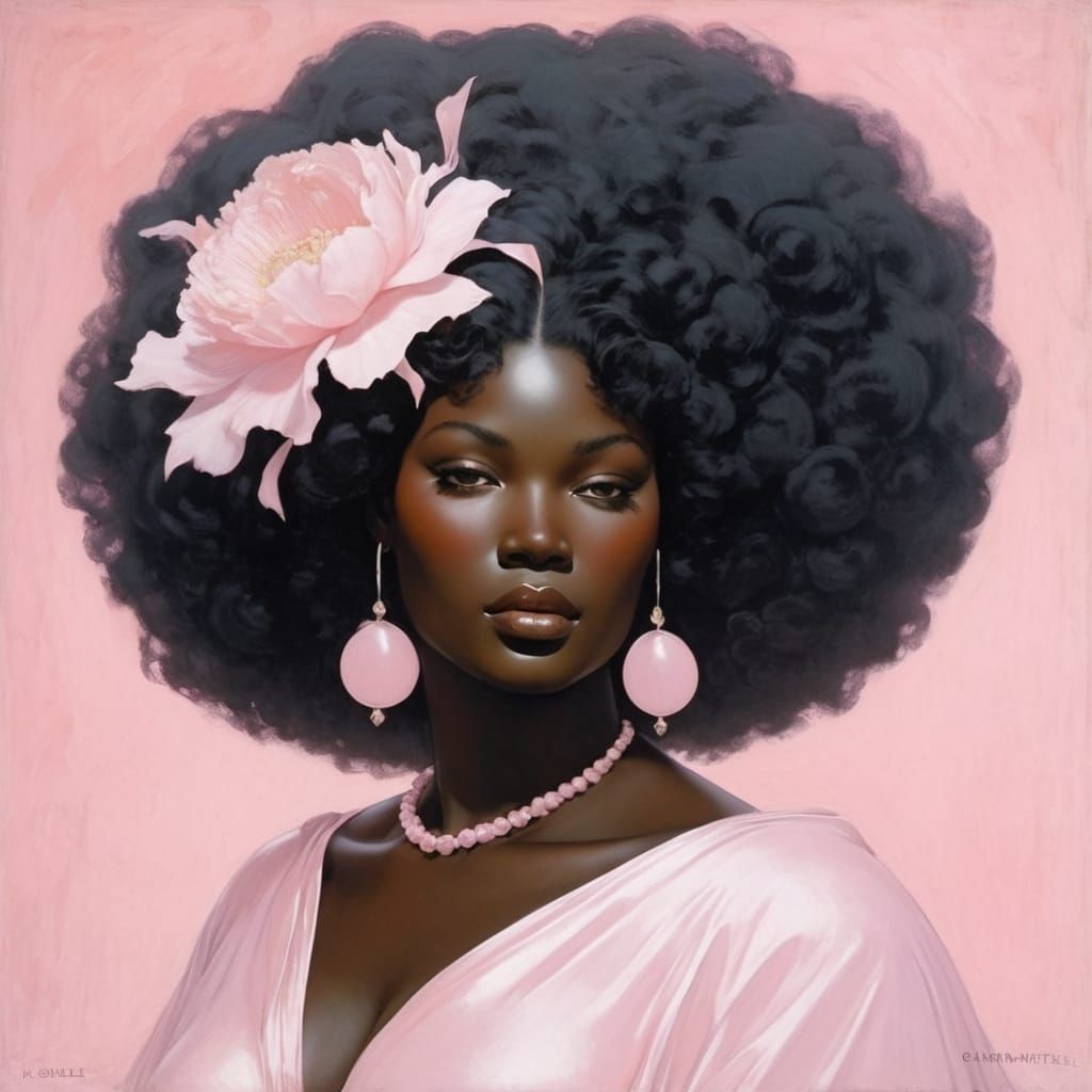 Plus-size Black woman, Baby pink, by Dorothy Lathrop, Gabrie...