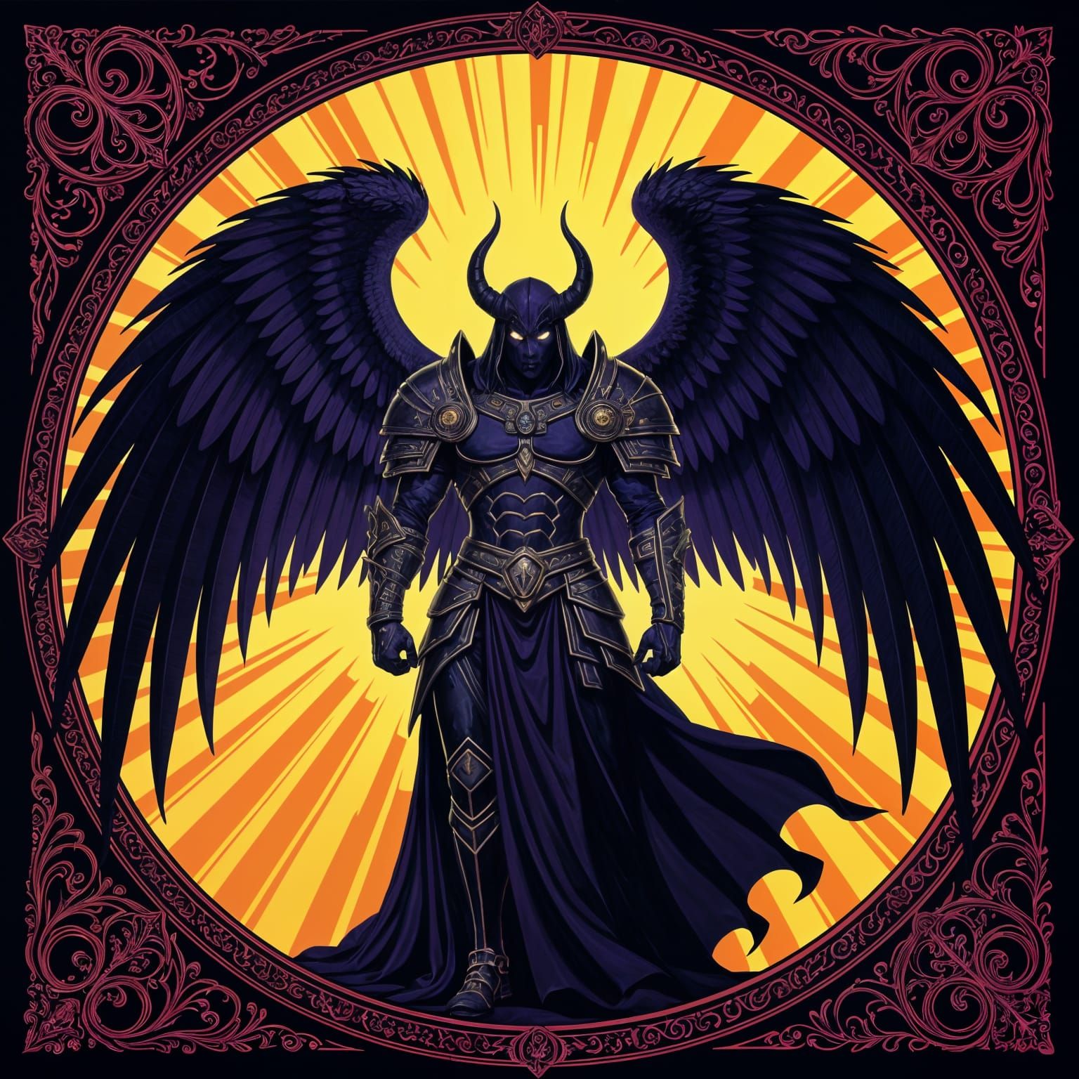 Dark Angel Avatar in Circle Composition, Albrecht Dürer Styl...