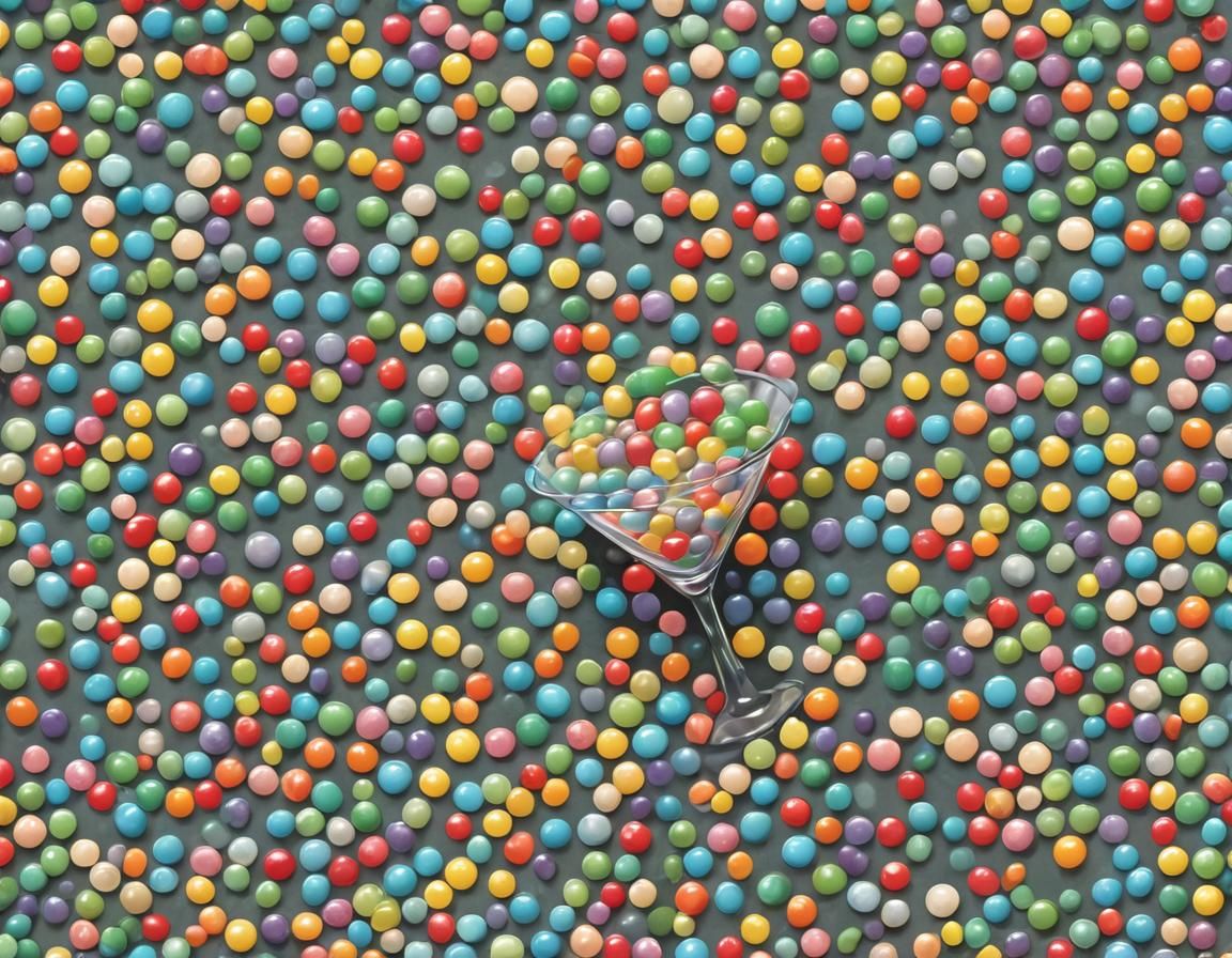 Candy Beads Poured Into Martini Glass