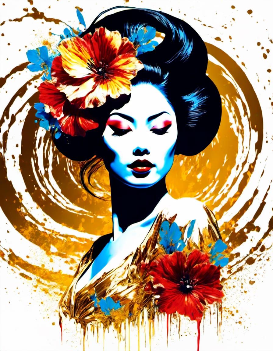 Geisha in Flamenco Dance: Magical Realism Pop Art