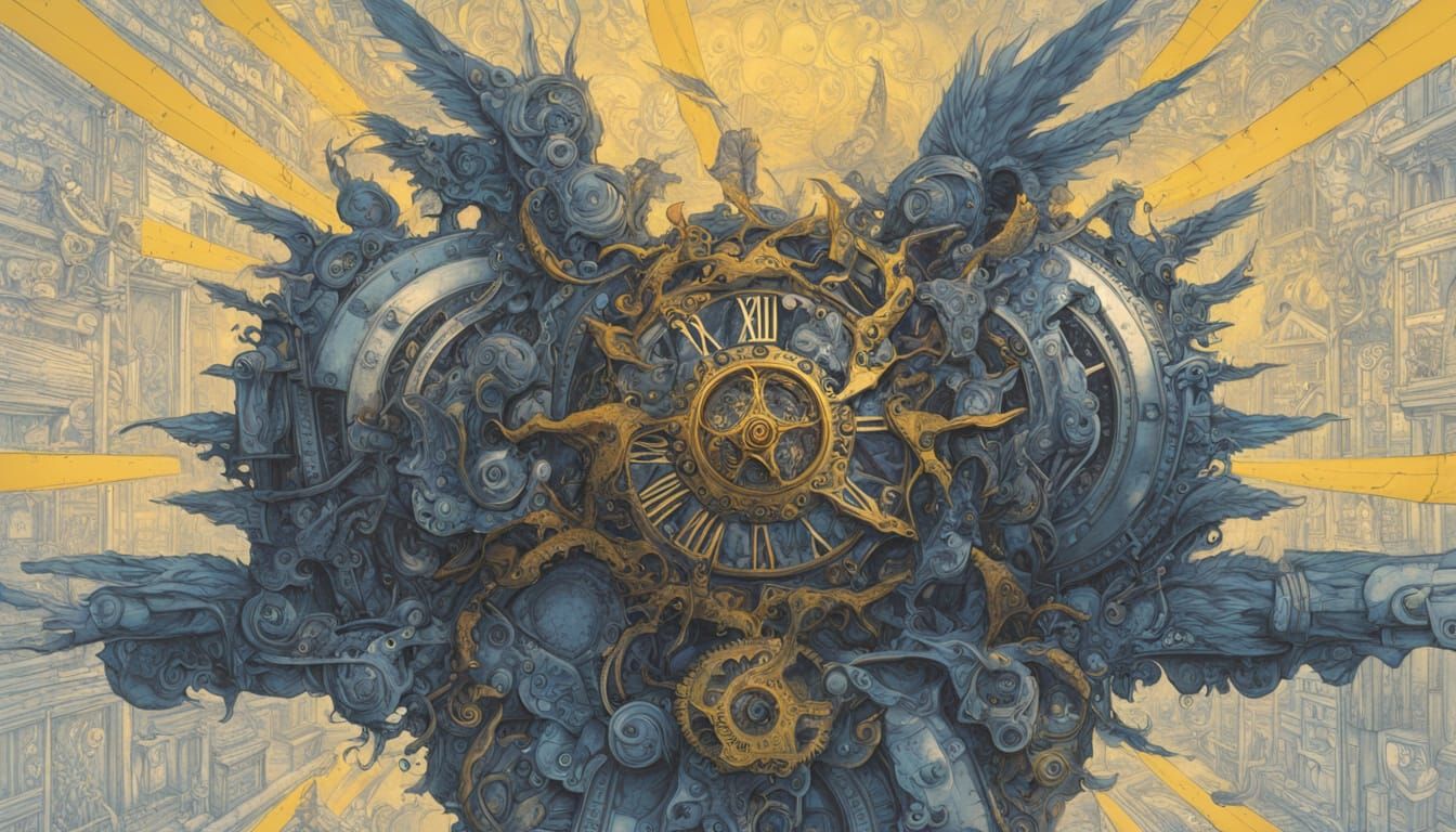 Clockwork Phoenix Erupts from Glowing Runes in Steampunk Sty...