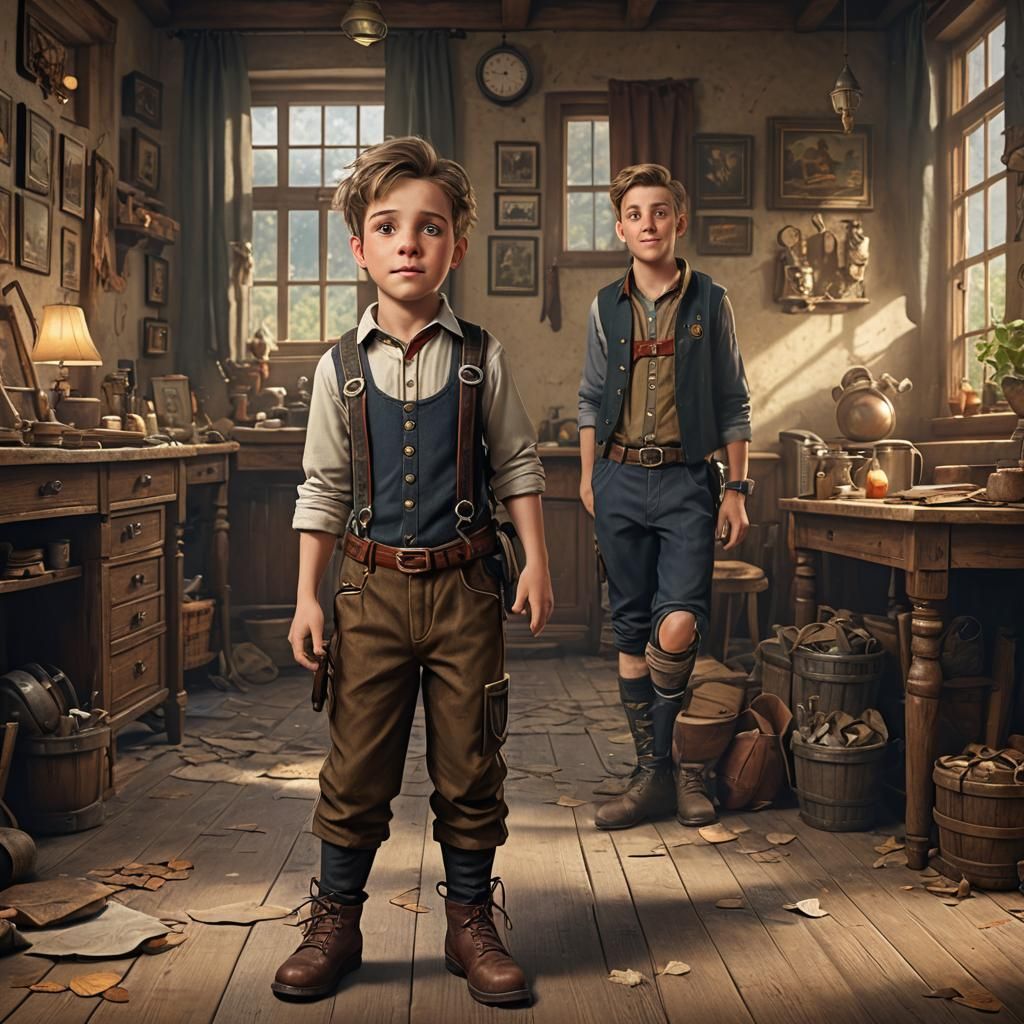 Young Boy in Lederhosen: Detailed Matte Painting