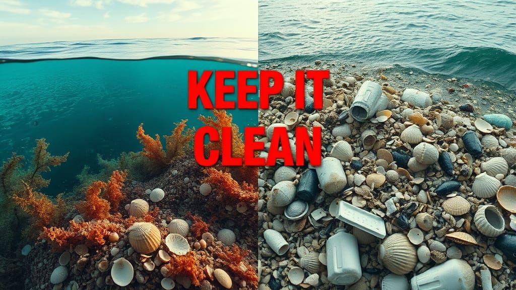 Ocean Split: Pristine Seas vs. Polluted Waste, Cinematic