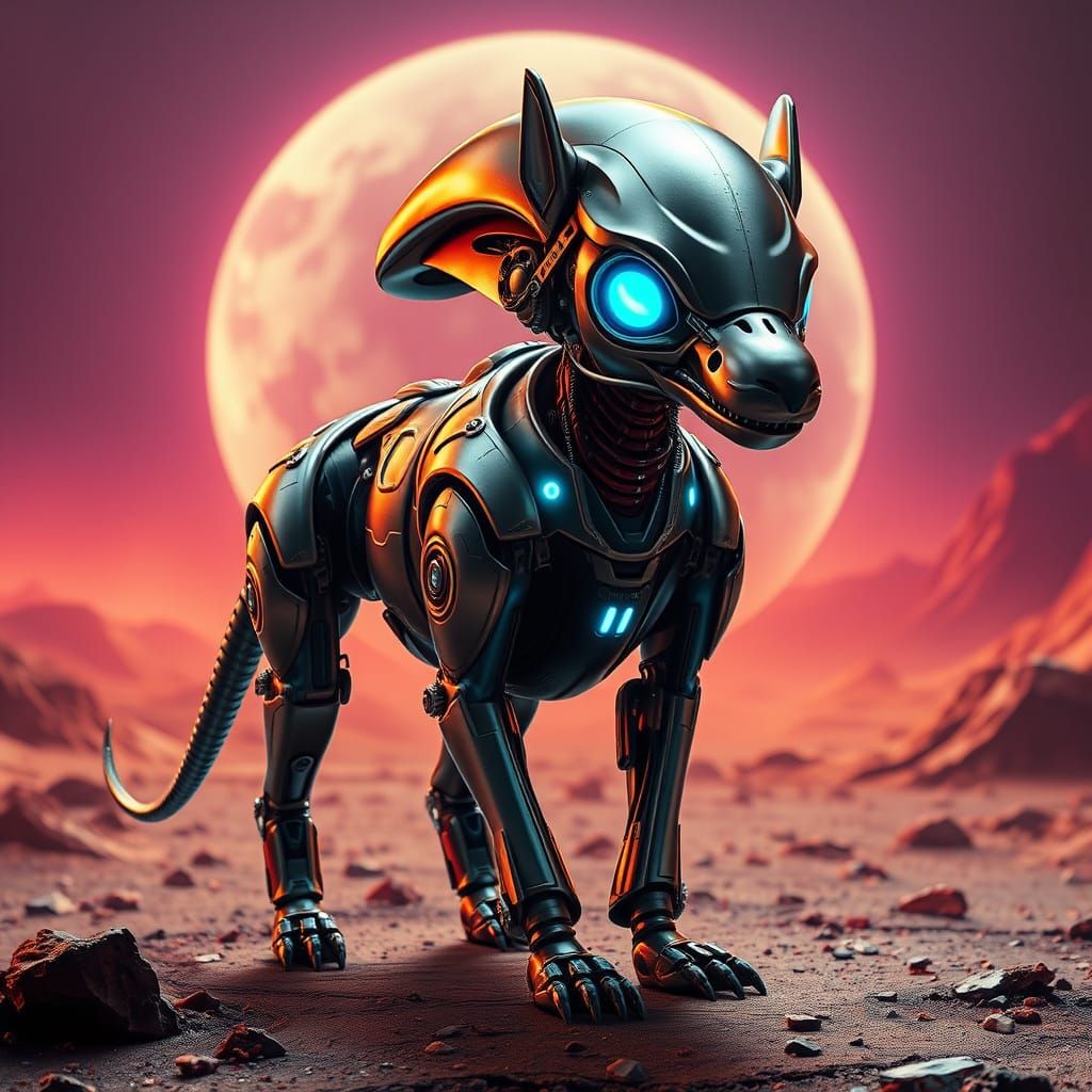 Futuristic Alien Robo-Dog on Distant Planet