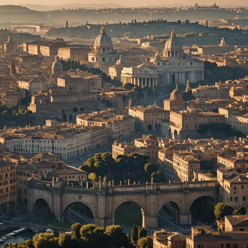 Rome Skyline at Dawn in Cinematic Style