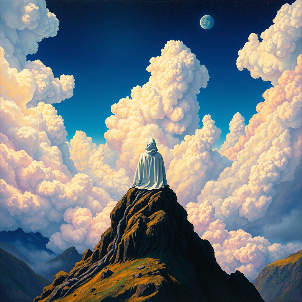 Dreamlike Clouds Morphing in Surreal Landscape