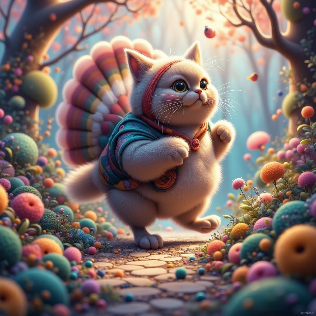 Turkey in Cat Costume, Fantasy Concept Art