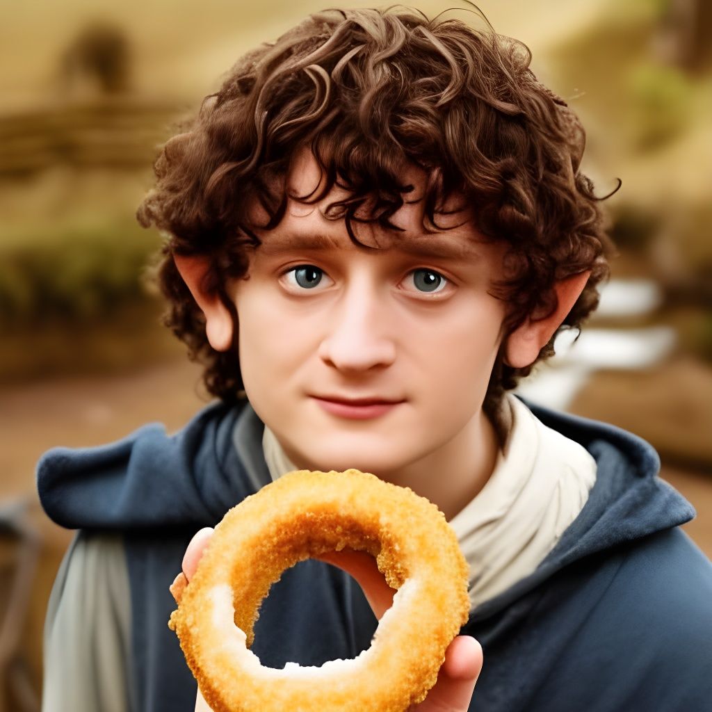 Frodo Baggins Holds the Onion Ring