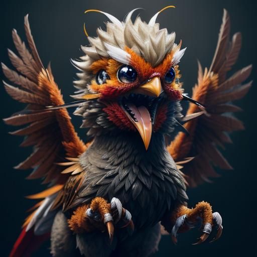 Cute Knitted Yellow Bird with Red Mohawk