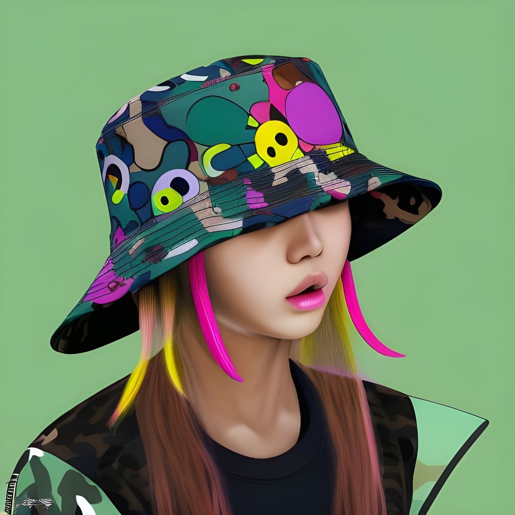 Bucket Hat Streetwear in 3D Digital Art Style