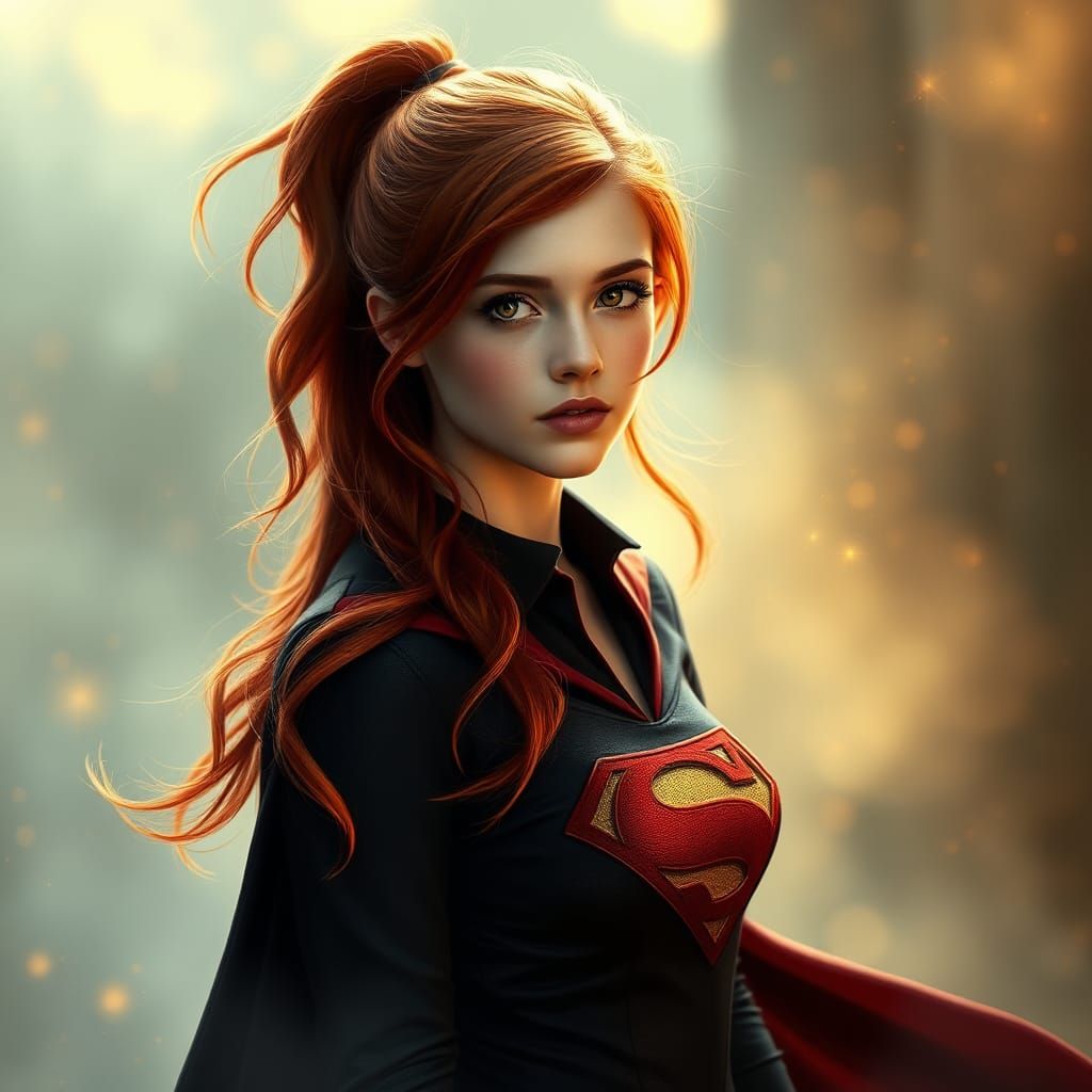 Red Haired Heroine in Dreamy Realm, Fantasy Art