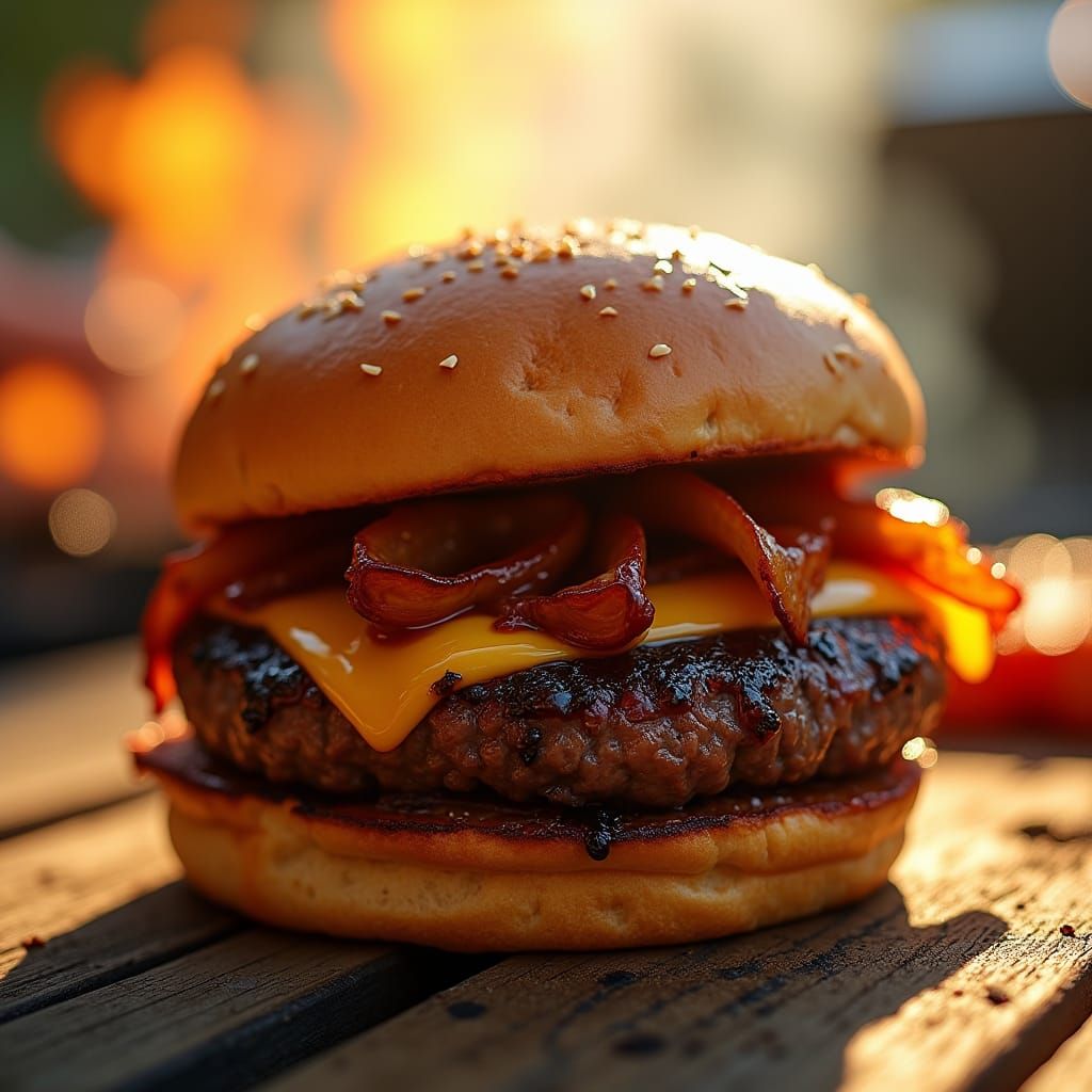 Gourmet Burger with BBQ Sauce and Gouda