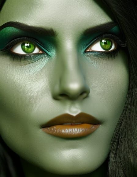 Hyperrealistic Portrait of Elphaba, the Wicked Witch