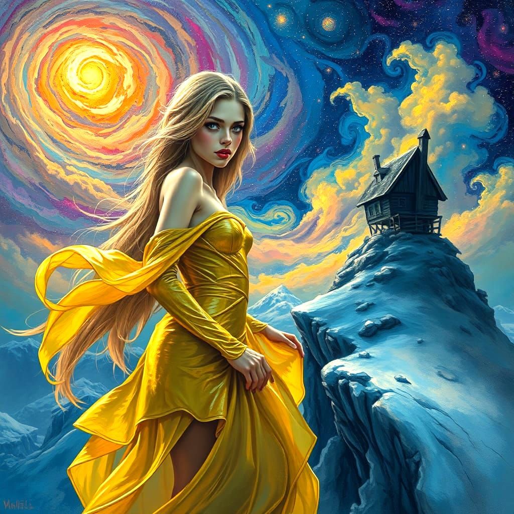 Surreal Galaxy Flower in Dark Fantasy Style