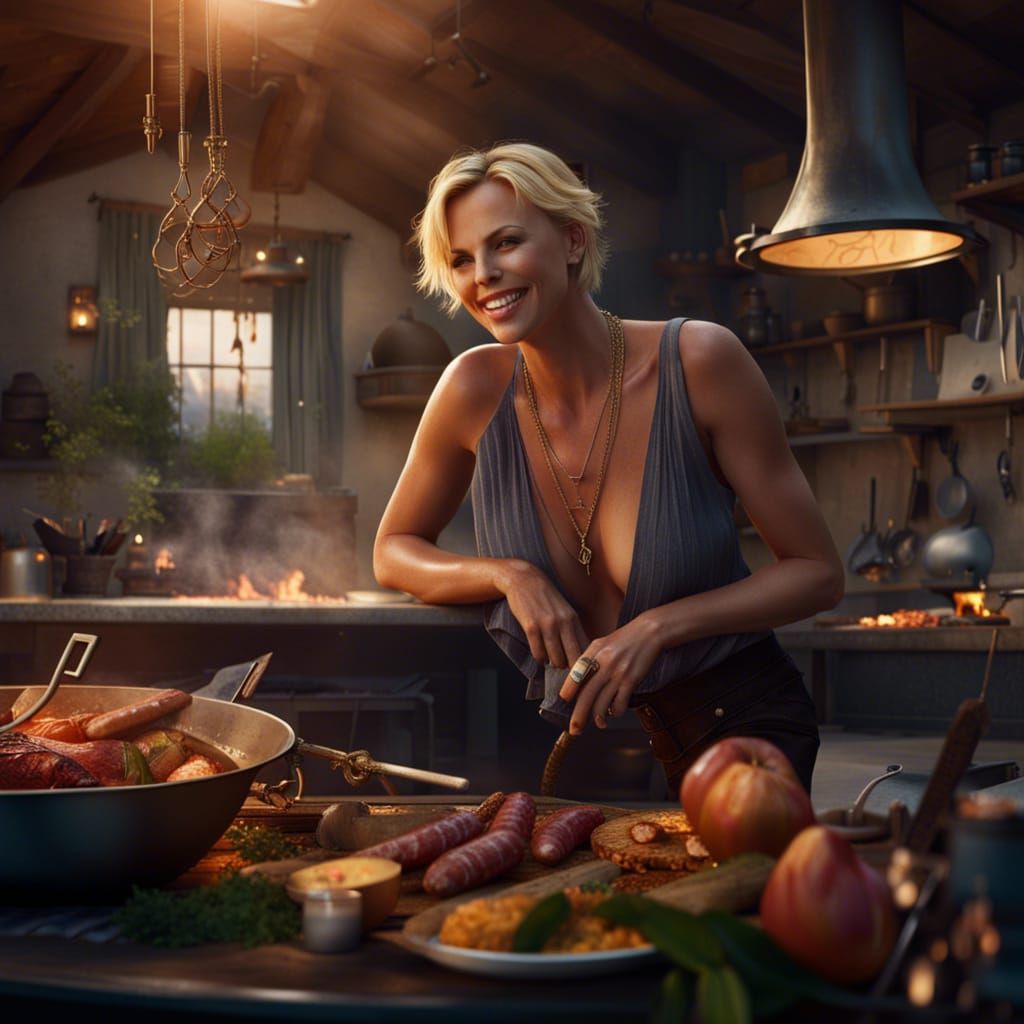 Charlize cooking …