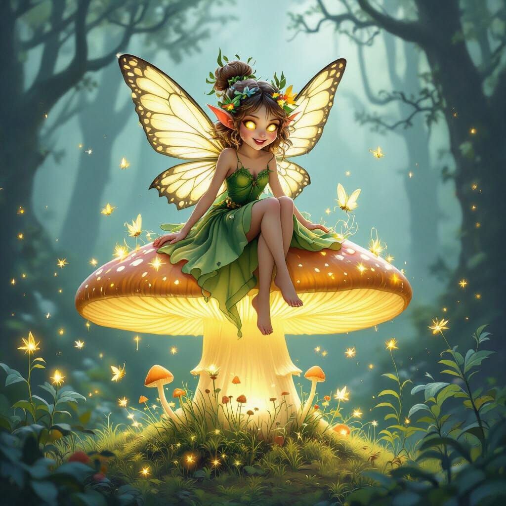 Forest Sprite in Bioluminescent Fantasy Art