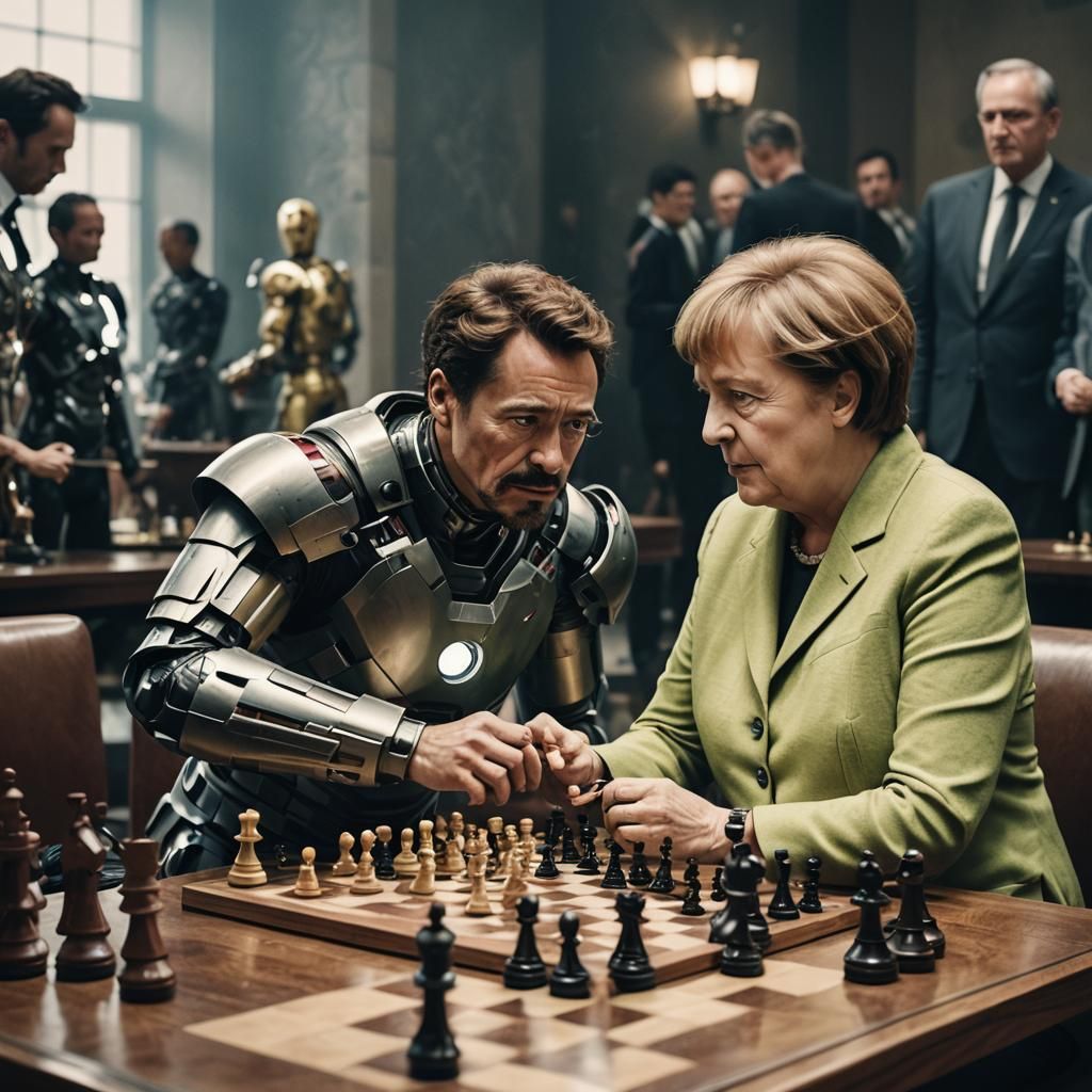 Ironman and Angela Merkel Play Chess