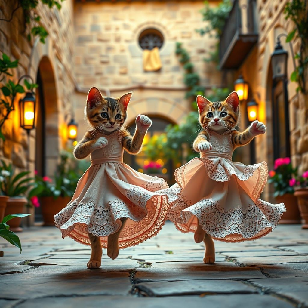 Surreal Flamenco Kitties Dance with Exuberant Passion