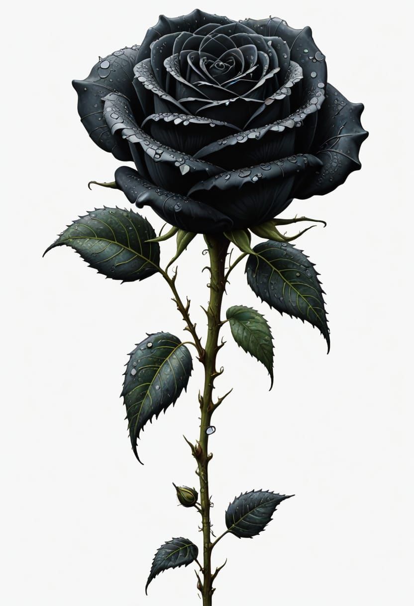 Ethereal Black Rose in Cemetery Dew