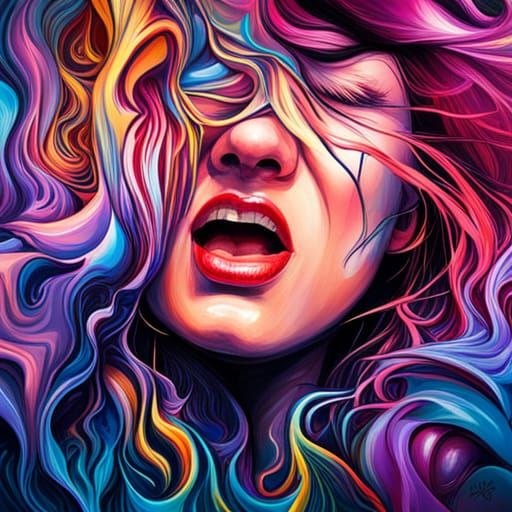 Screaming Woman in Graffiti Splash Art Style