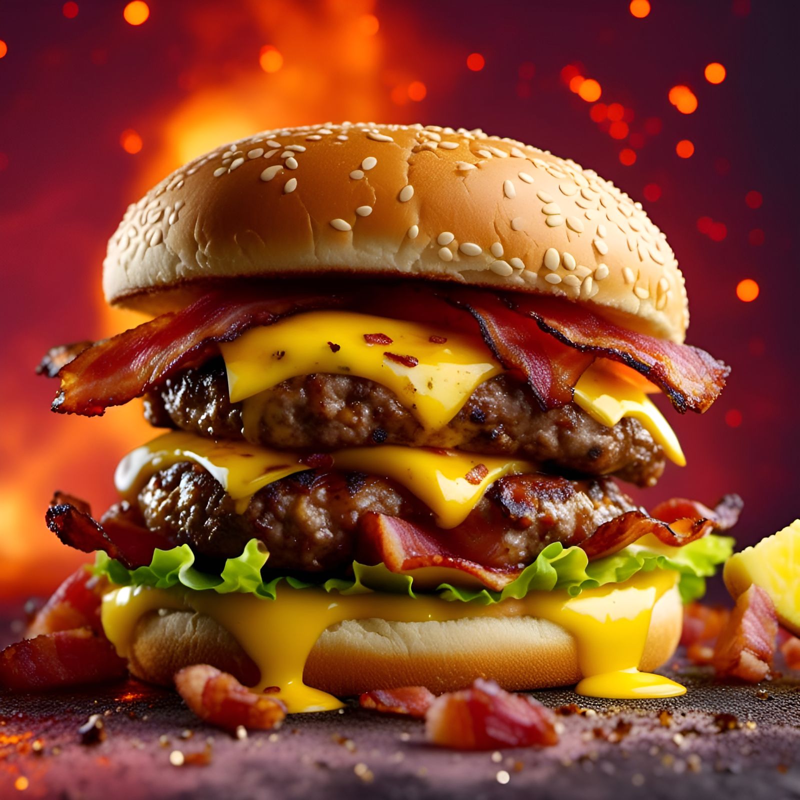 Juicy Cheeseburger with Pineapple and Bacon